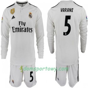 Koszulka Real Madryt VARANE 5 Dziecięcy Domowe Koszulki Piłkarskie 2018-2019 Długi Rękaw